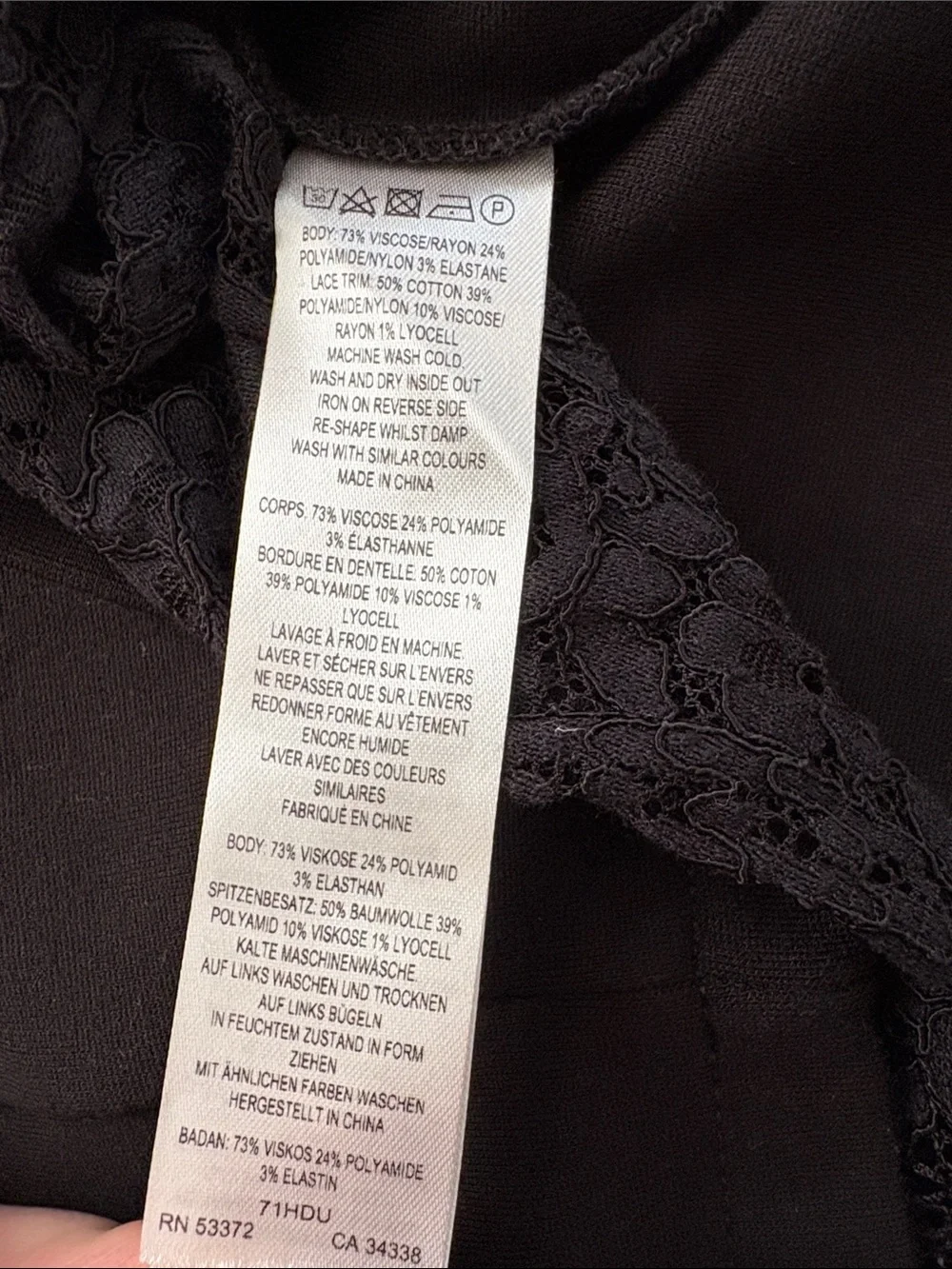 French Connection LBD Black Lace-Trim Tank Dress